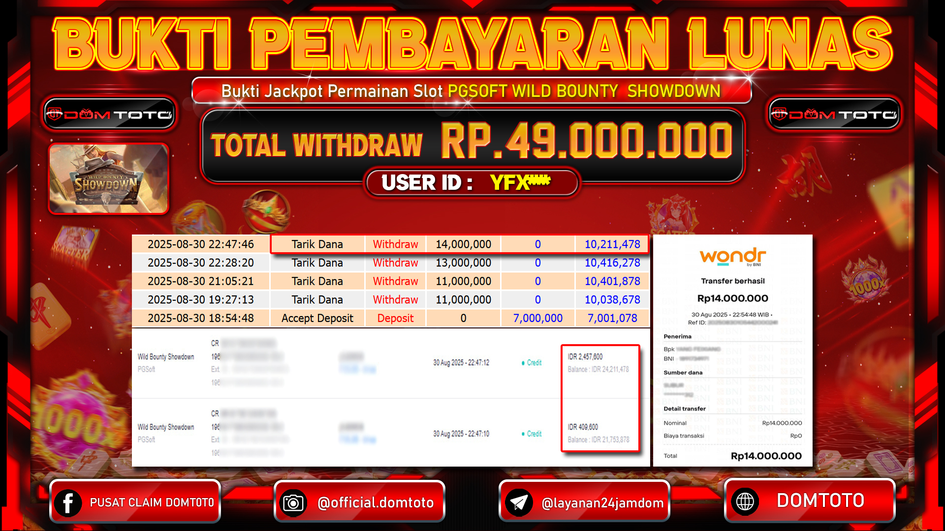 JACKPOT SLOT Wild Bounty Showdown PGSoft 30 AGUSTUS  2025